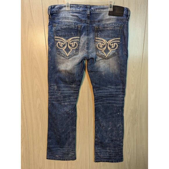 Affliction Black Premium Blake Mens Blue Jeans Denim Size 36 40x32 Distressed - Picture 4 of 12